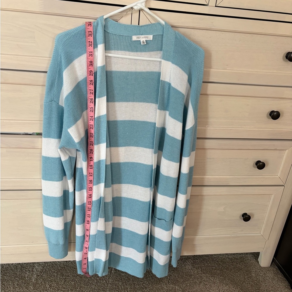 Chic Striped Blue and White Cardigan